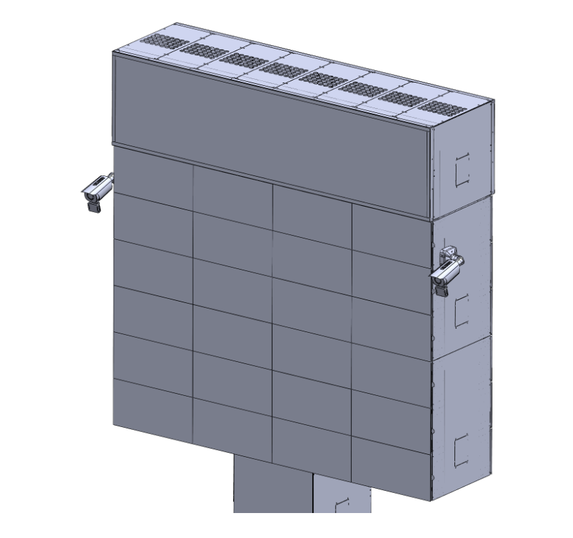 Cameras mounted on both sides of the enclosure