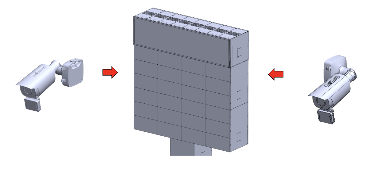 Cameras aligned with the designated mounting positions on the left and right sides of the main enclosure