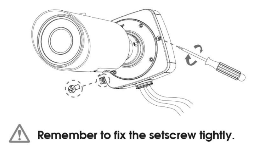 Fixing the setscrew; remember to fix the setscrew tightly